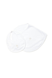 Cross Pima Burp Cloth - White