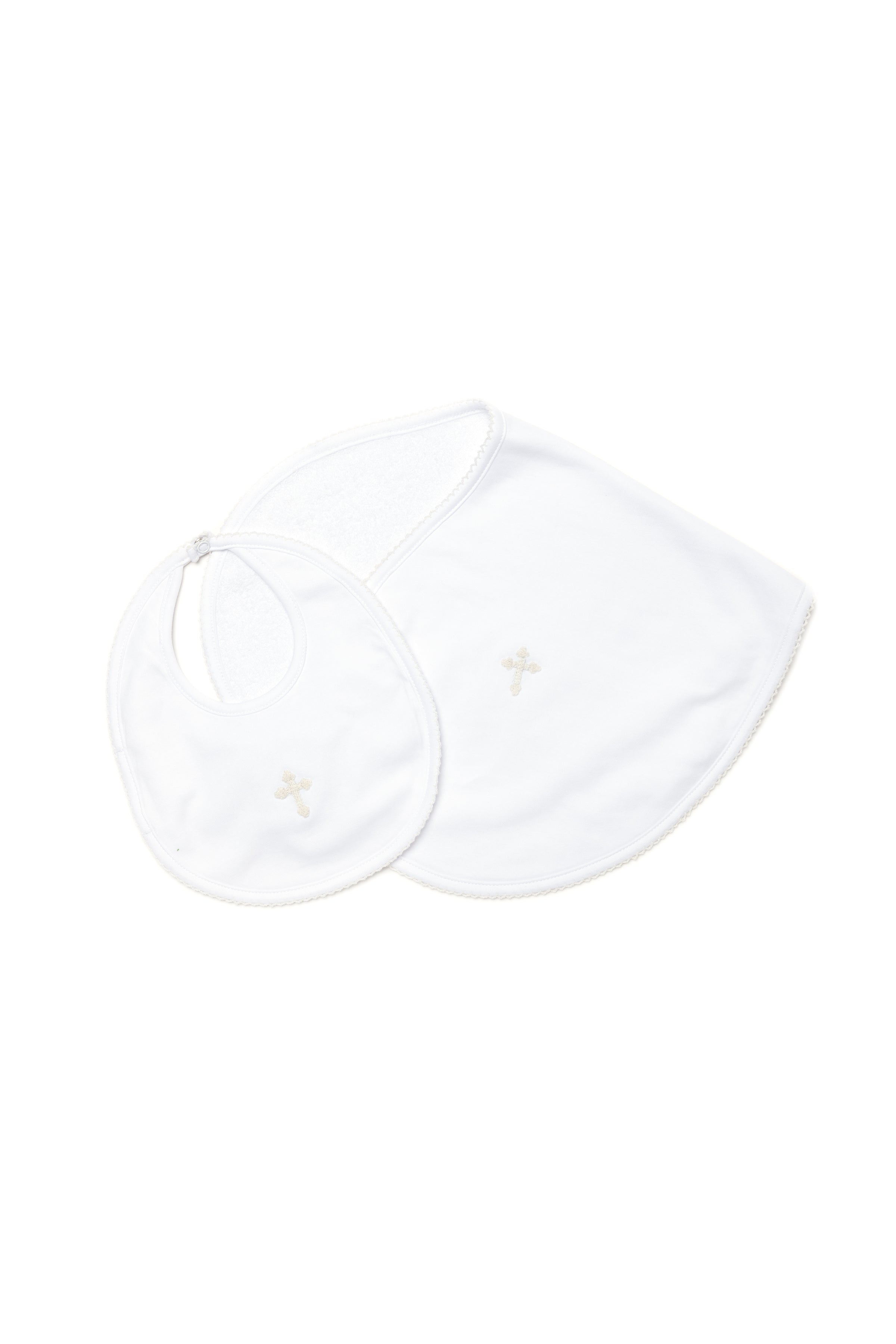 Cross Pima Burp Cloth - White