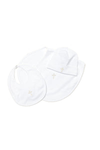 Cross Pima Burp Cloth - White