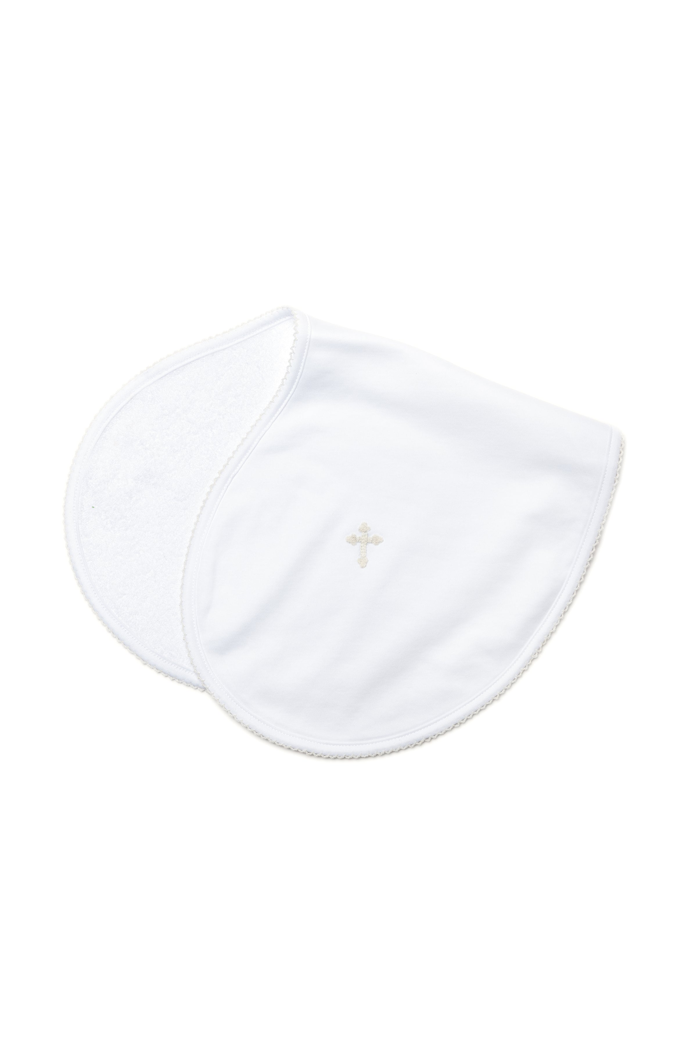 Cross Pima Burp Cloth - White