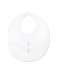 Pink Baby Rattles Pima Bib - White