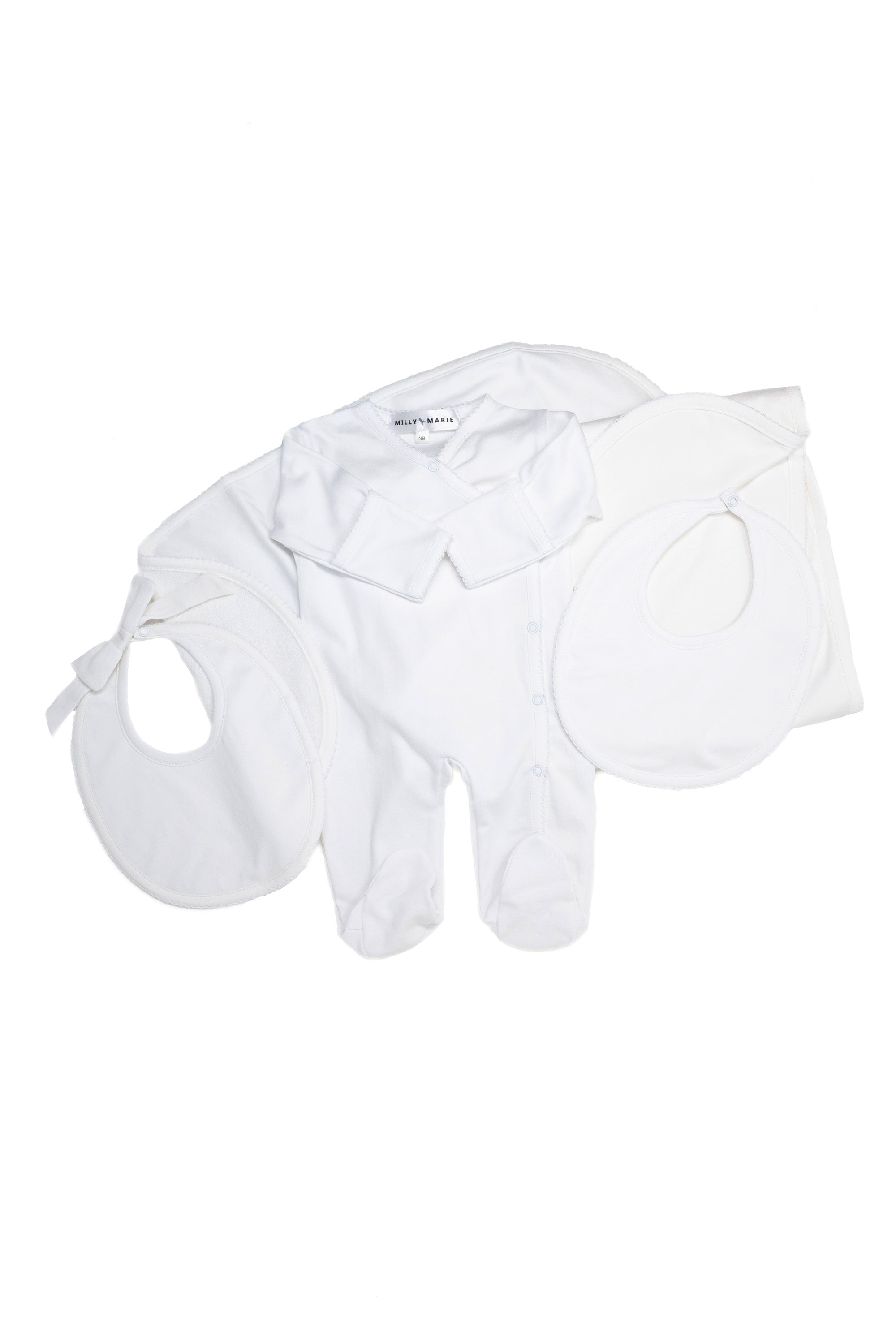 Pima Cotton Picot Trim Baby Blanket -  White