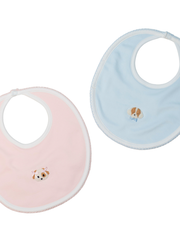 Spotted Boy Puppy Pima Bib | Lt Blue