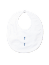 Blue Baby Rattles Pima Bib - White