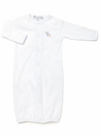 Blue Heirloom Rattle Pima Converter Gown | White