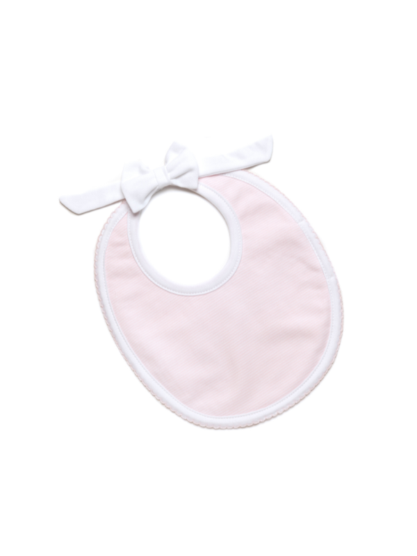 Classic Bow Snap Pima Baby Bib - Lt Pink Mini Stripe