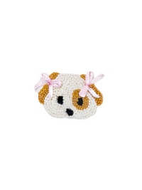 Spotted Girl Puppy Pima Playsuit | Lt Pink Mini Stripe