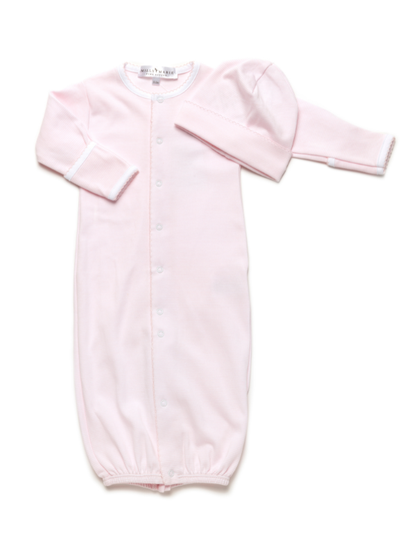 Classic Pima Converter Gown | Lt Pink Mini Stripe