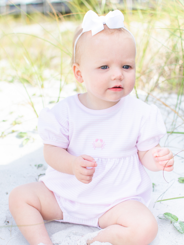 Coastal Pink Crab Pima Ellie Bubble | Lt Pink Stripe