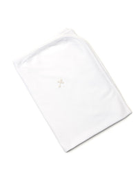 Cross Pima Baby Blanket - White