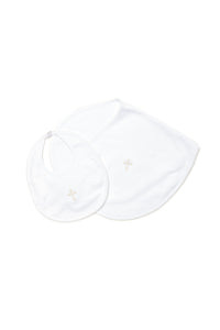 Cross Pima Burp Cloth - White