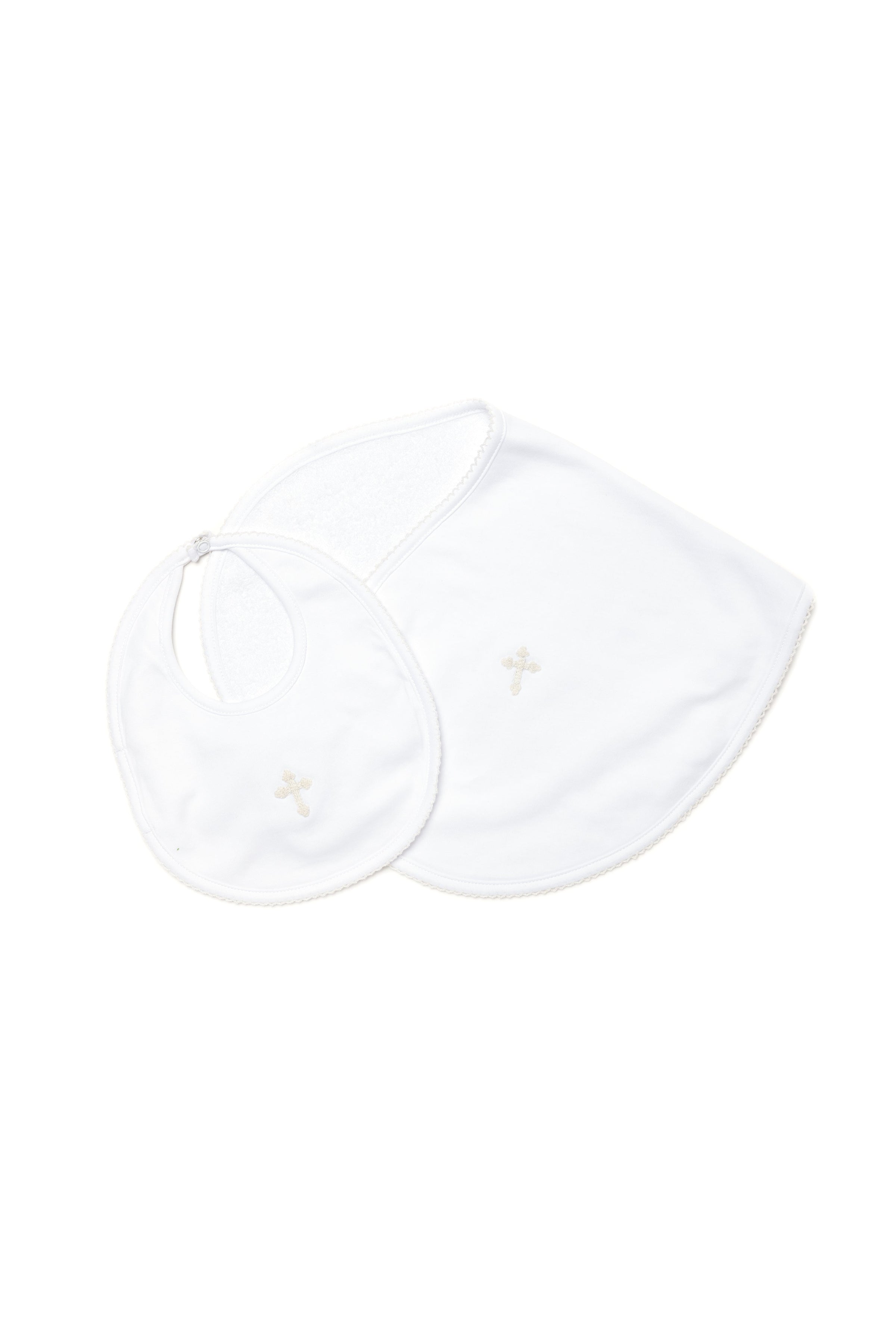 Cross Pima Burp Cloth - White