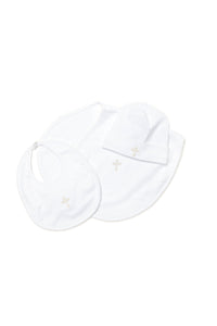 Cross Pima Burp Cloth - White