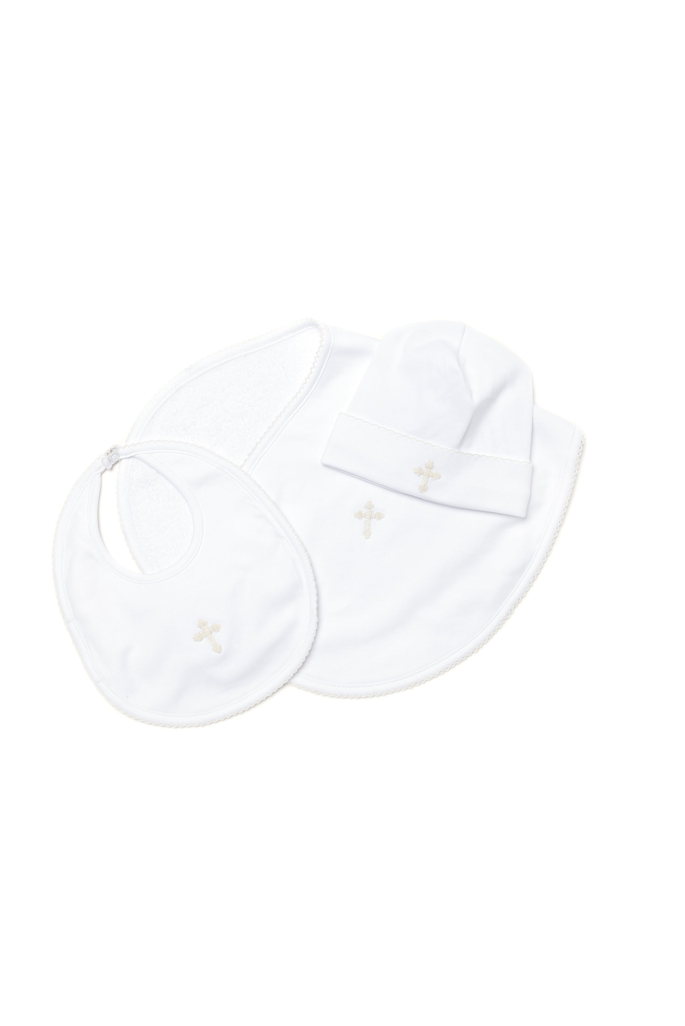 Cross Pima Burp Cloth - White