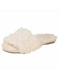 Valentina Belle Fluffy Sequin Slippers | Ivory