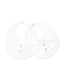 Blue Baby Rattles Pima Bib - White