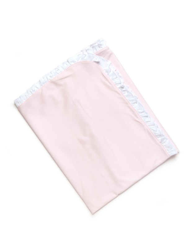 Pima Cotton Ruffle Trim Baby Blanket - Lt Pink
