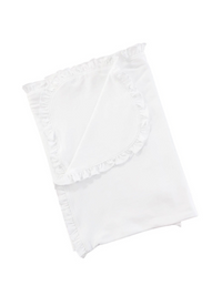 Pima Cotton Ruffle Trim Baby Blanket - White