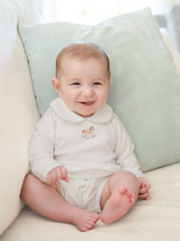 Small Rocking Horse Bloomer Set | Lt Blue Bitty Dot
