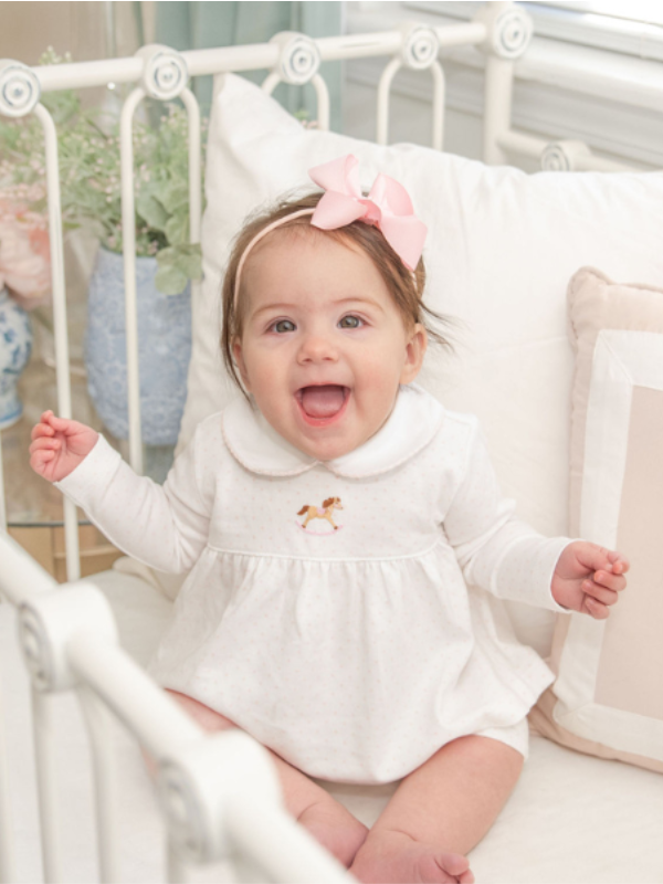 Small Rocking Horse Bloomer Set | Lt Pink Bitty Dot