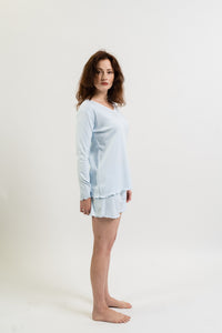 Women's Pima Long Sleeve Short Set | Lt Blue
