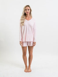 Women's Pima Long Sleeve Short Set | Lt Pink