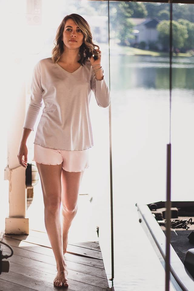 Women's Pima Relaxed Fit Lounge Shorts | Lt Pink