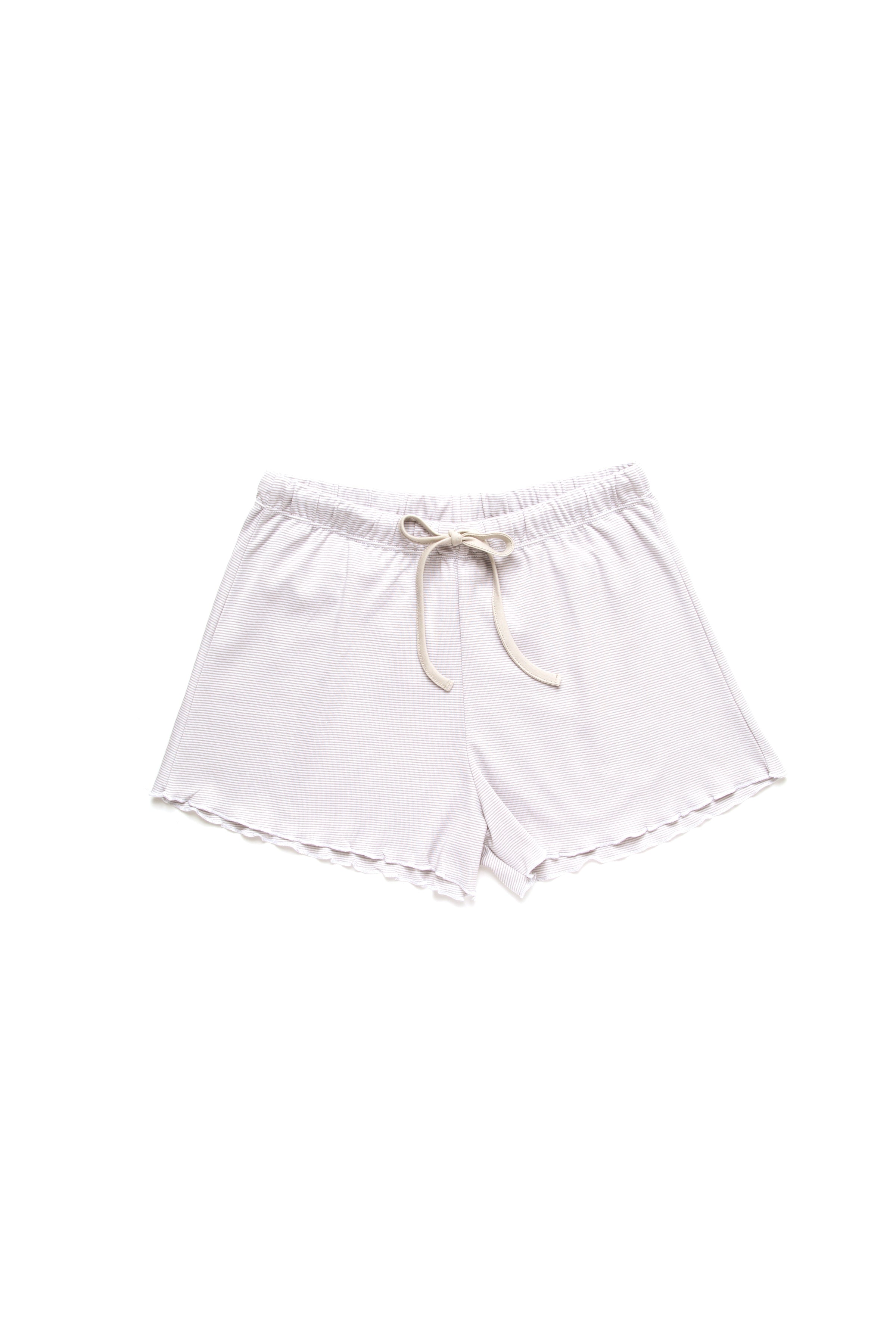 Women's Pima Relaxed Fit Lounge Shorts | Stone Mini Stripe
