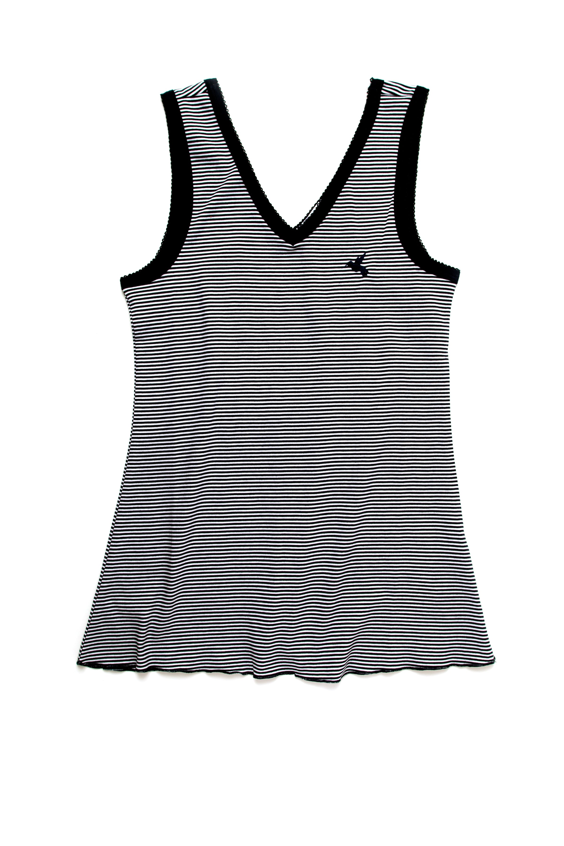 Women's Pima Sleeveless Pajama Top | Navy Mini Stripe