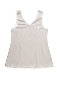 Women's Pima Sleeveless Pajama Top | Stone Mini Stripe