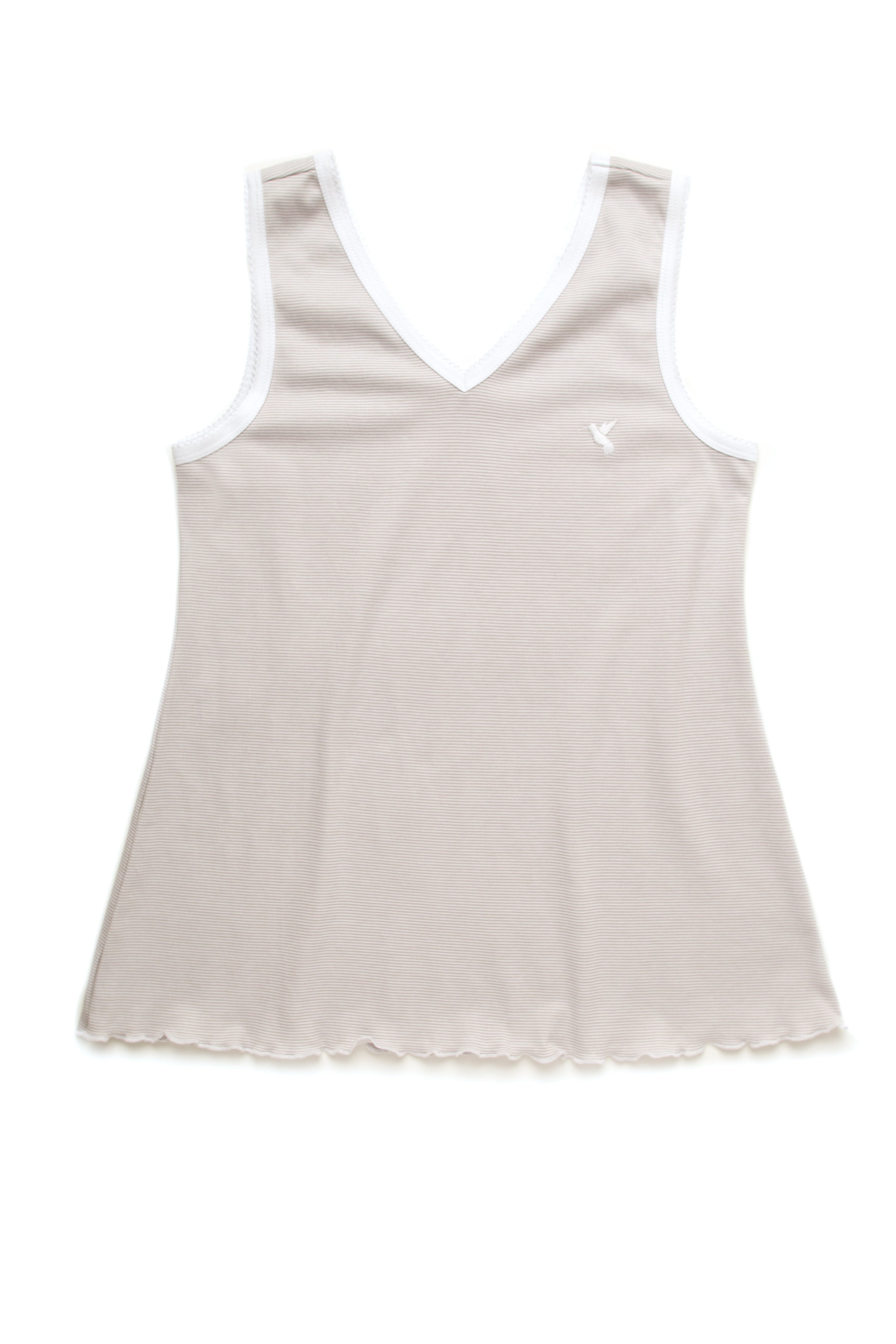 Women's Pima Sleeveless Pajama Top | Stone Mini Stripe
