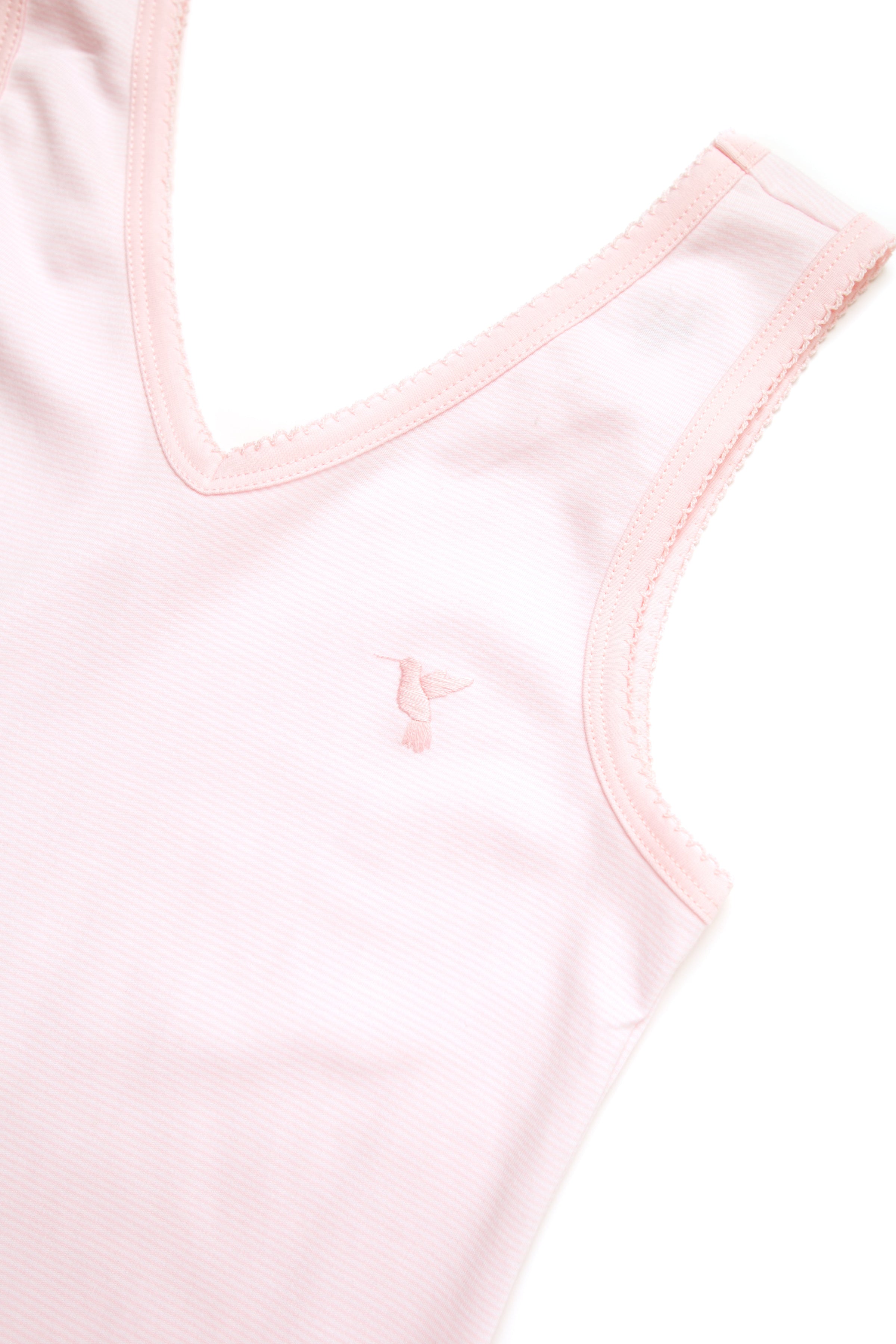 Women's Pima Sleeveless Pajama Top | Lt Pink Mini Stripe