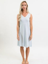 Women's Pima Sleeveless Nightgown | Lt Blue Mini Stripe