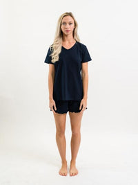 Women's Pima V-Neck Pajama Short Set | Navy