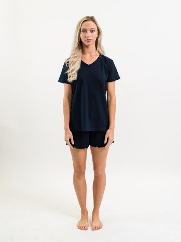 Women's Pima V-Neck Pajama Short Set | Navy