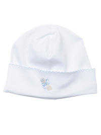 Blue Heirloom Rattle Pima Baby Hat | White/Lt Blue