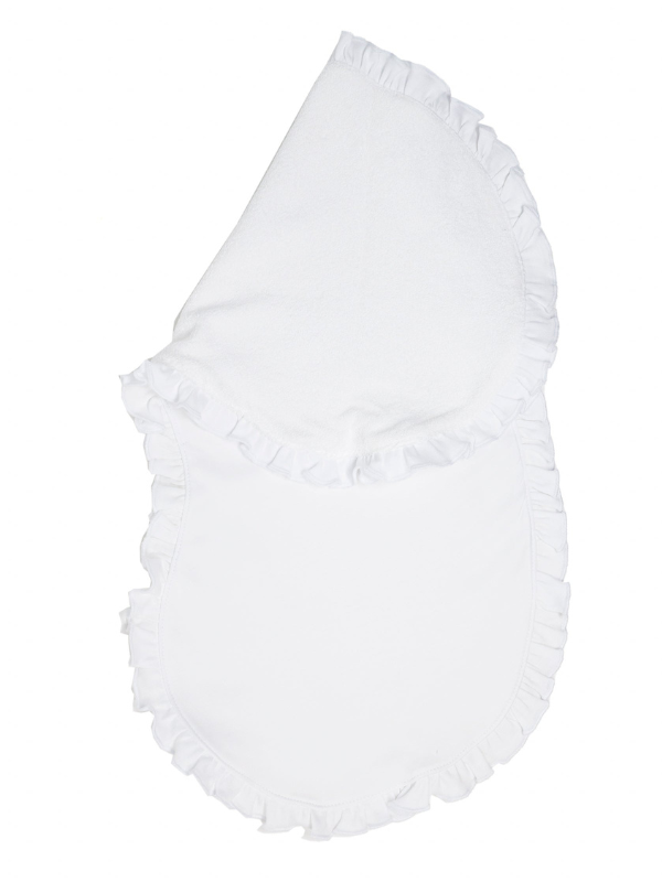 Ruffle Trim Pima Burp Cloth | White
