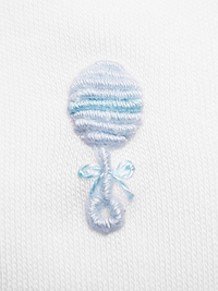 Blue Baby Rattles Pima Bib - White