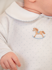 Rocking Horse Day Gown | Lt Blue Bitty Dot