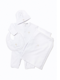 Cross Pima Baby Hat - White