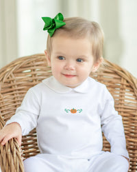 Classic Pumpkin Collared Pima Footie | White