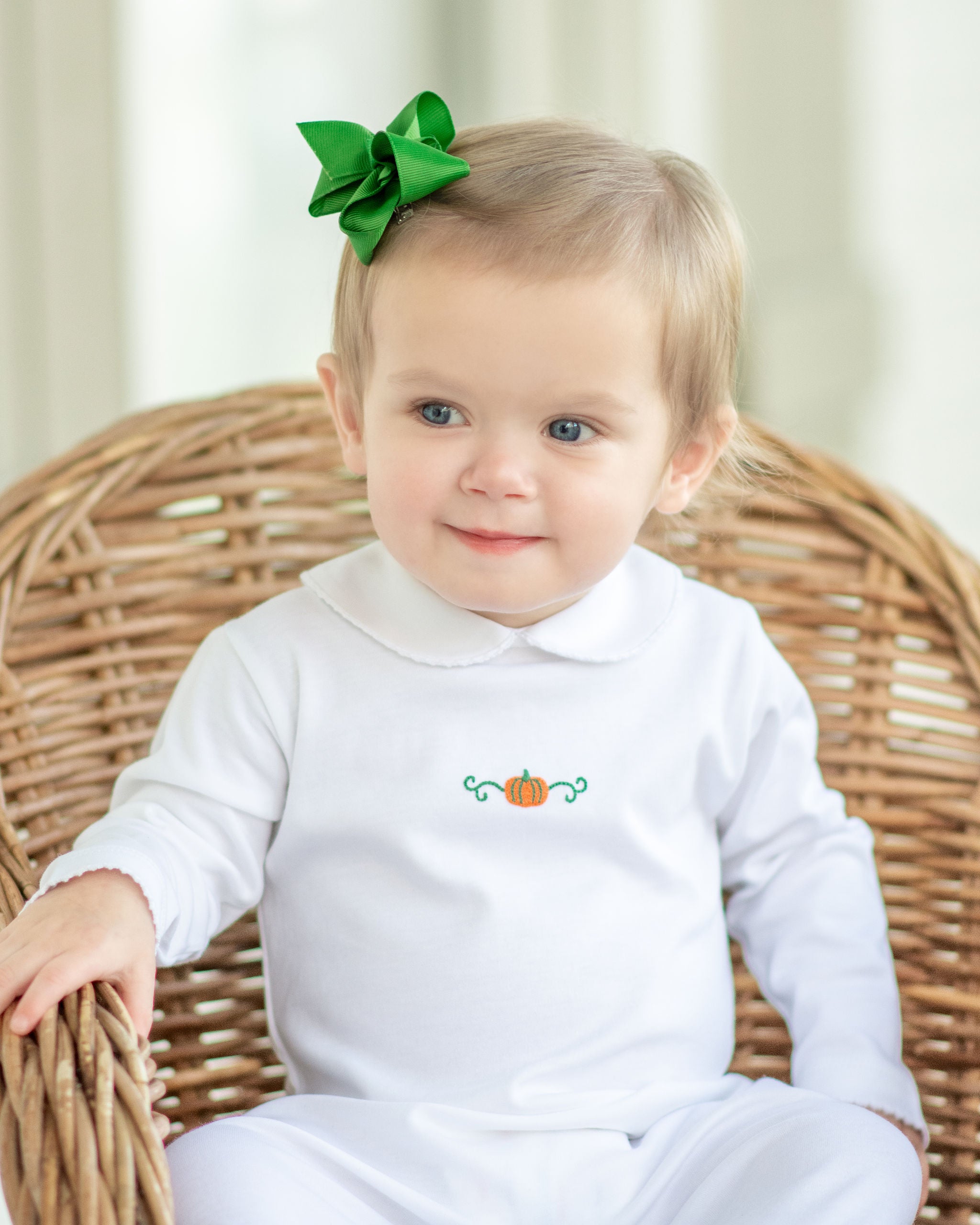 Classic Pumpkin Collared Pima Footie | White