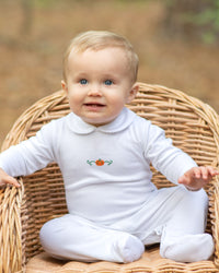 Classic Pumpkin Collared Pima Footie | White