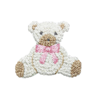 Pink Teddy Bear Collared Pima Footie | White/Lt Pink