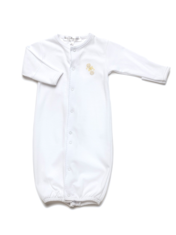 Ivory Heirloom Rattle Pima Converter Gown | White