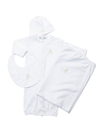 Jumping Lamb Pima Baby Bib | White