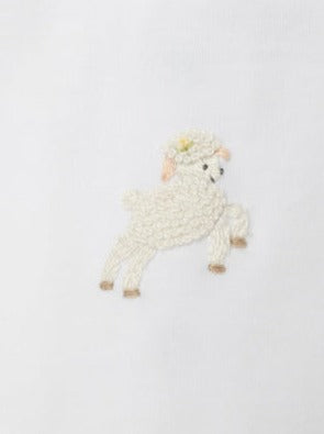 Jumping Lamb Pima Baby Bib | White