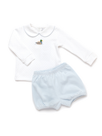 Mallard Boy Duck Pima Bloomer Set | Lt Blue Bitty Dot