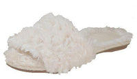 Valentina Belle Fluffy Sequin Slippers | Ivory