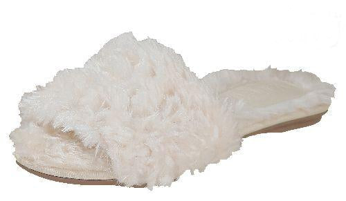 Valentina Belle Fluffy Sequin Slippers | Ivory